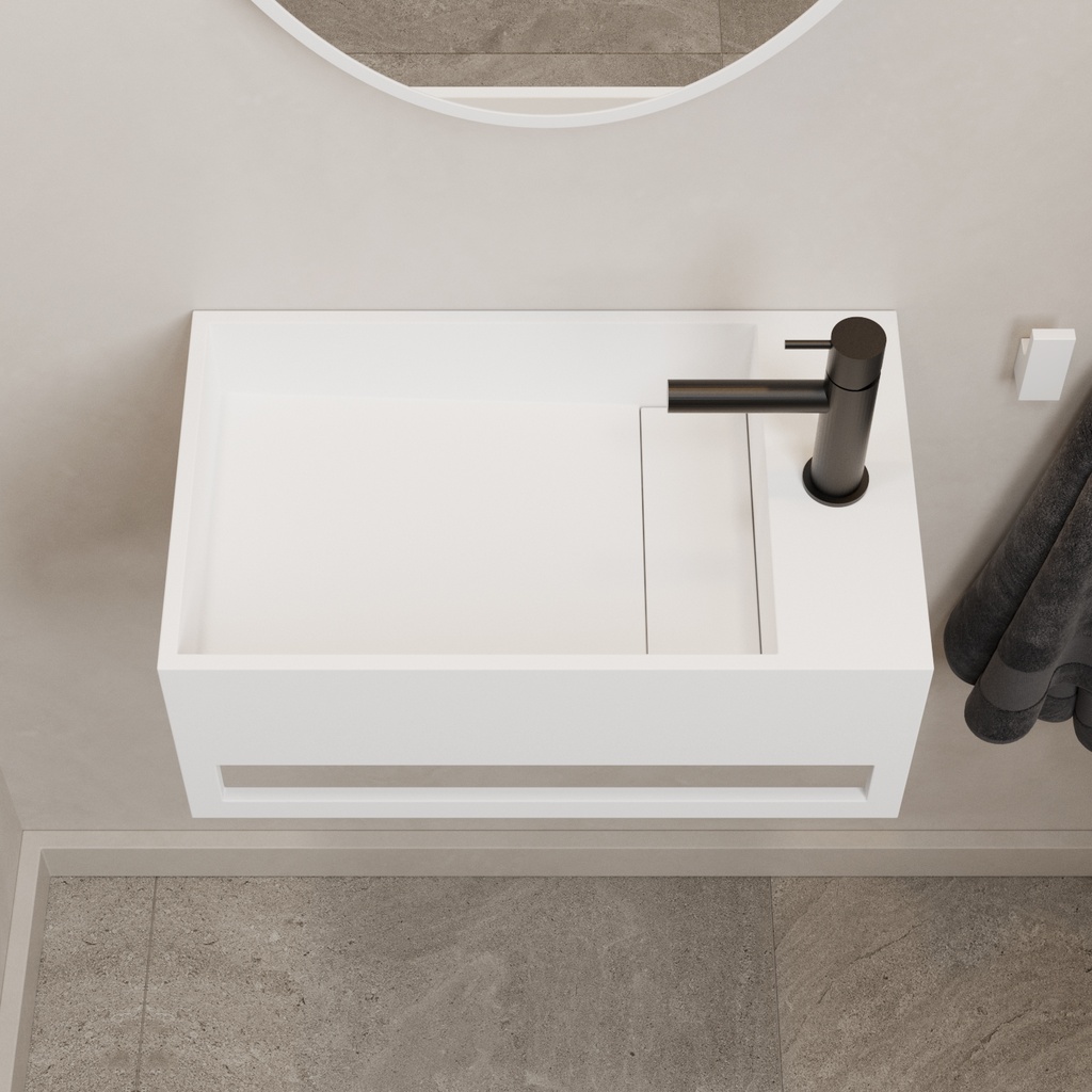 Perseus Corian Wall hung Washbasin White 50  Top