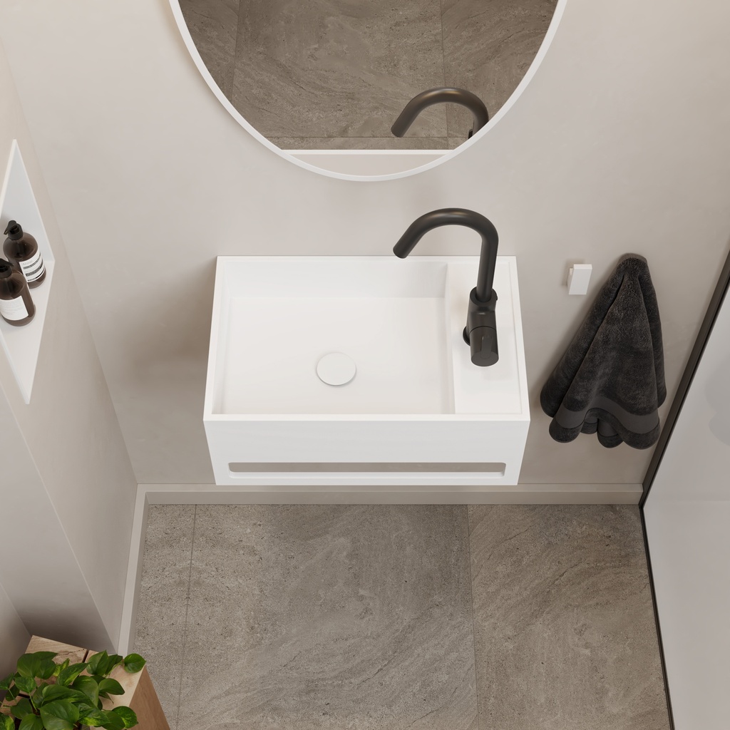 Perseus Neo Corian Wall hung Washbasin White 50  Top