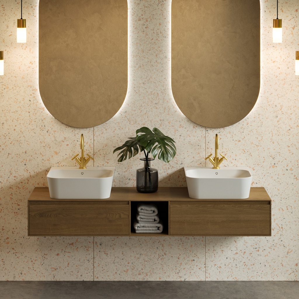 Hydra Corian Design Wall hung Washbasin White 50  Front
