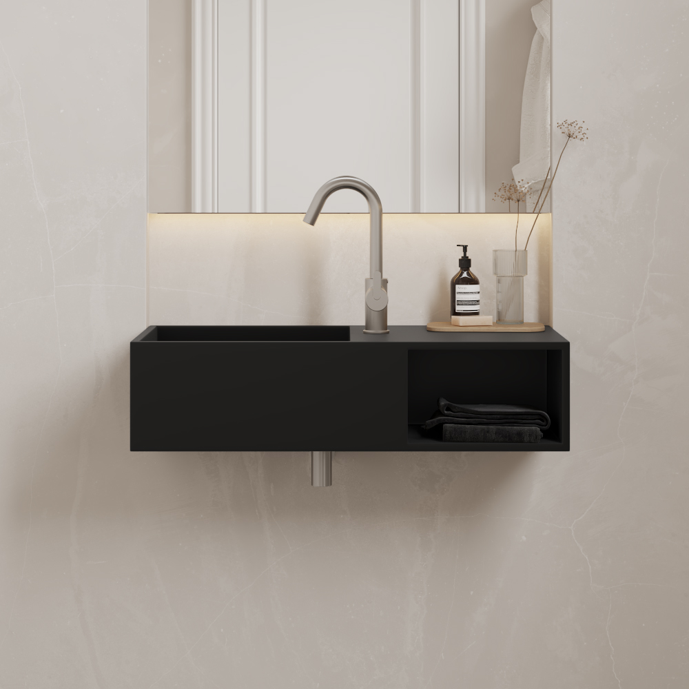 Jacobs Wall hung Washbasin Black 80  Front