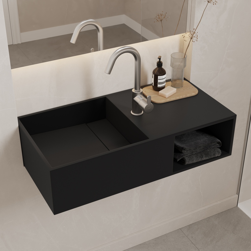 Jacobs Wall hung Washbasin Black 80  Side