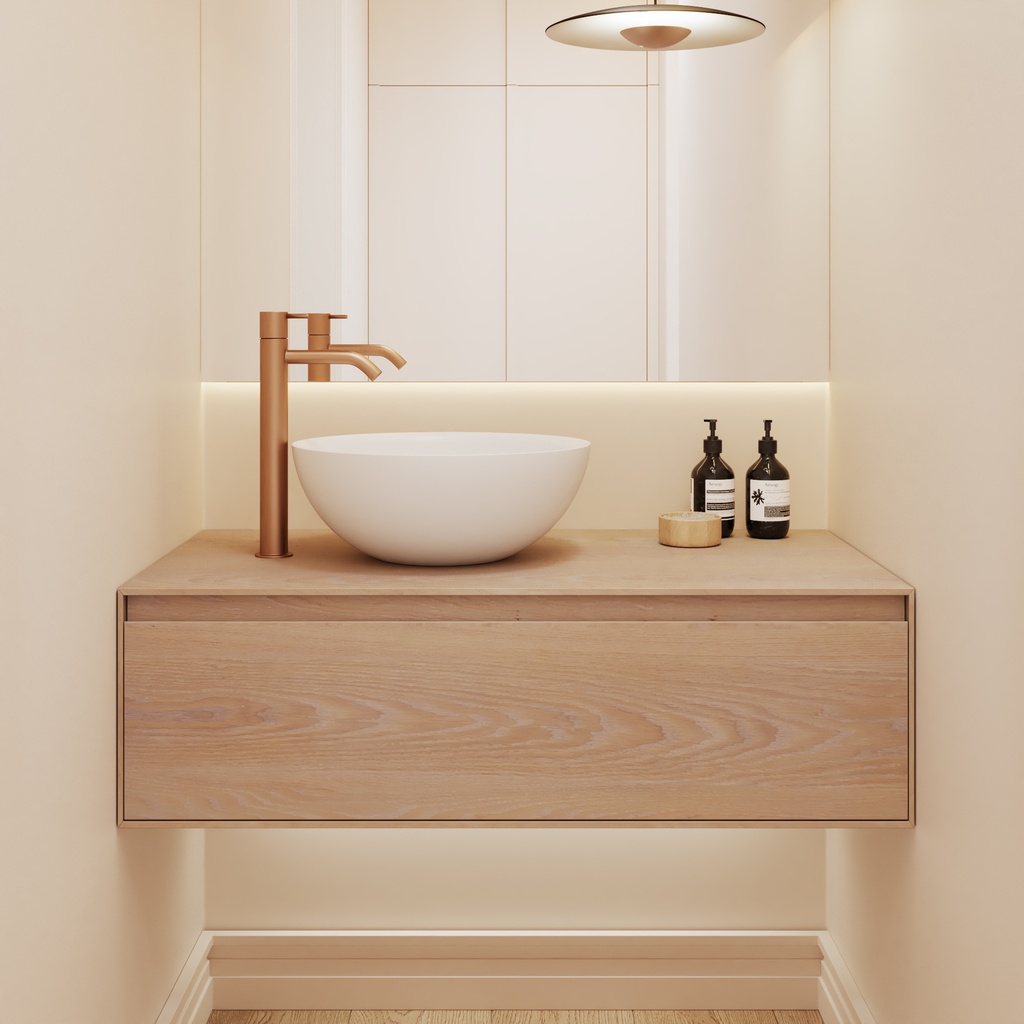 Rigel Soft Corian Countertop Washbasin   38cm White 38  Front