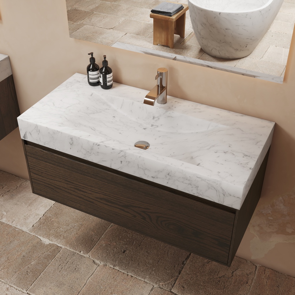 Sarah Countertop Washbasin Carrara Marble 100  Side