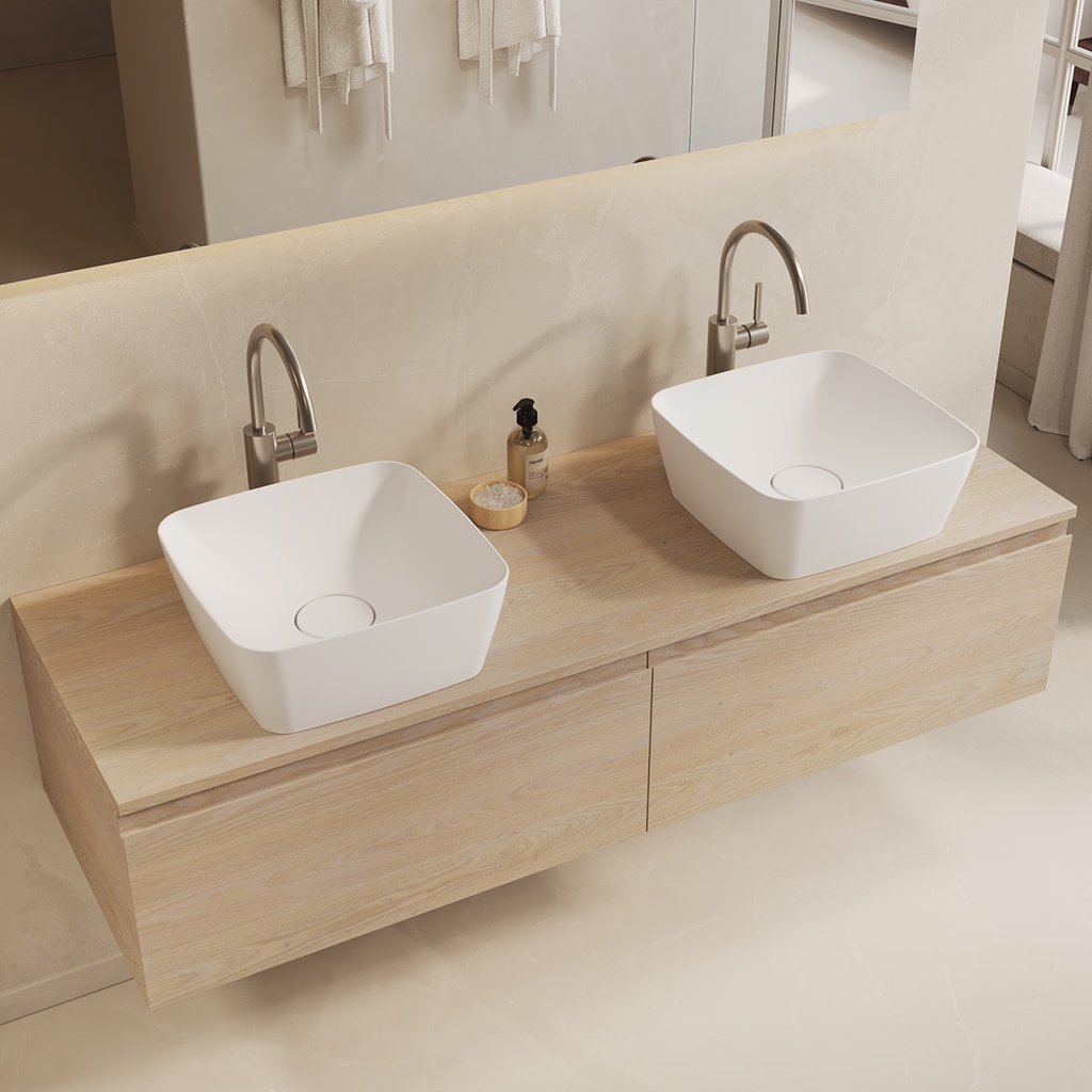 Ursa Corian Design Countertop Washbasin White 38  Side