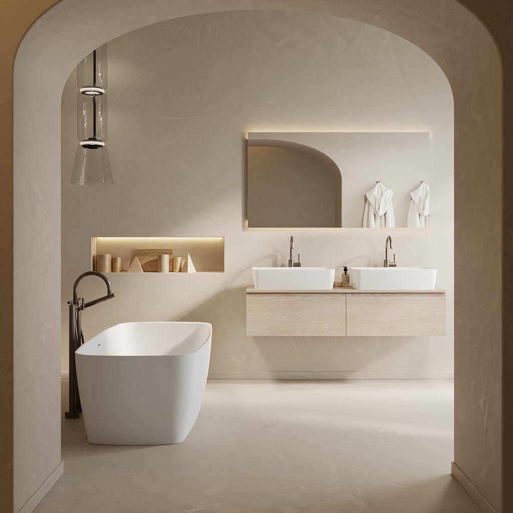 Ursa Corian Design Countertop Washbasin White 62  Front
