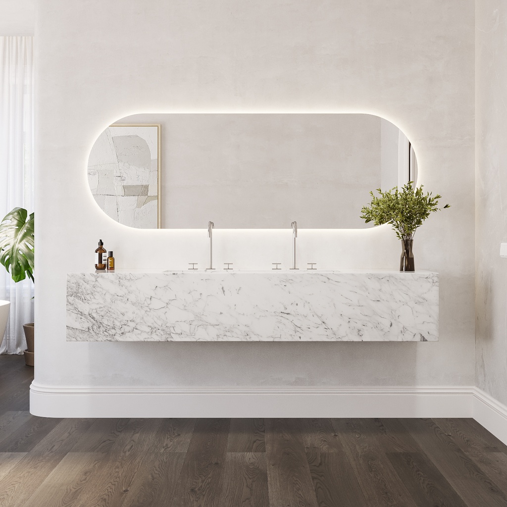Andromeda Plus Deep Marble Wall-Hung Washbasin Carrara Marble Front View
