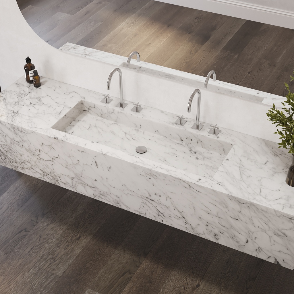 Andromeda Plus Deep Marble Wall-Hung Washbasin Carrara Marble Side View
