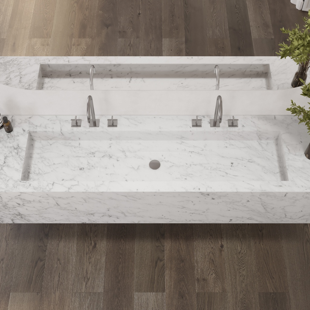 Andromeda Plus Deep Marble Wall-Hung Washbasin Carrara Marble Top View