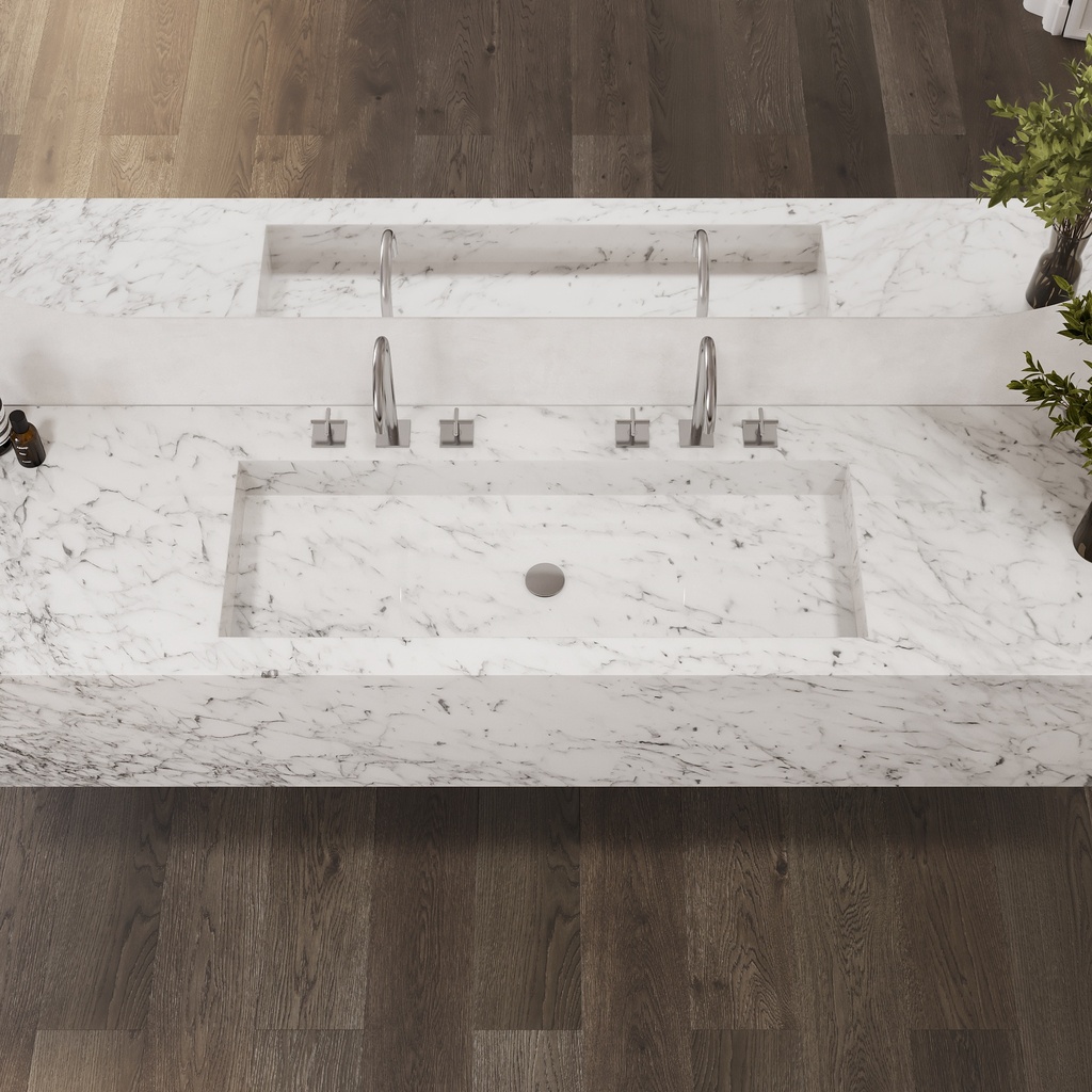 Andromeda Plus Deep Marble Wall-Hung Washbasin Carrara Marble Top View