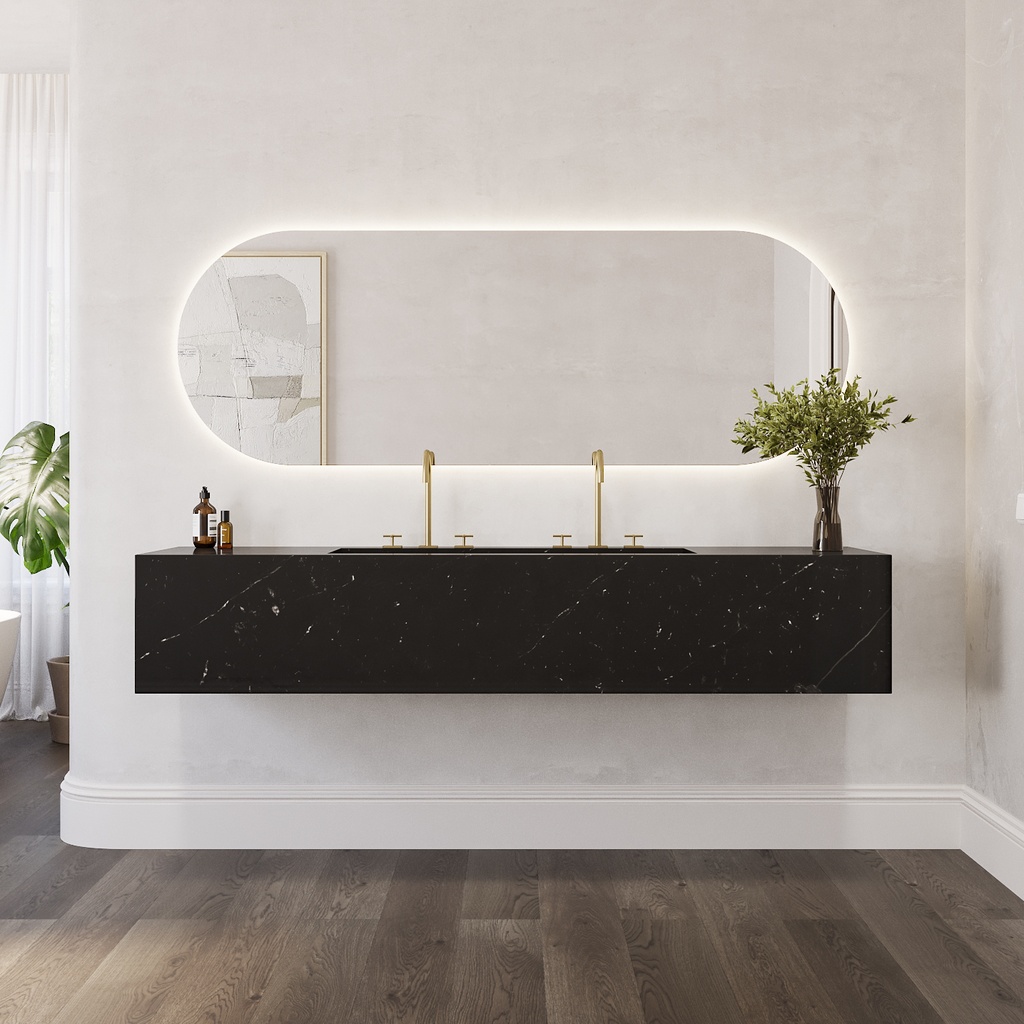 Andromeda Plus Deep Marble Wall-Hung Washbasin Marquina Marble Front View