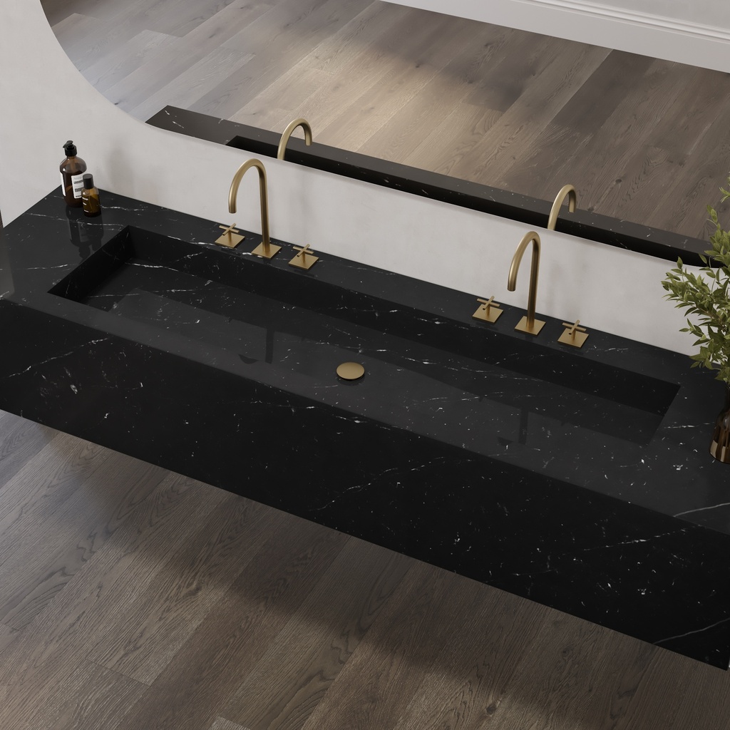 Andromeda Plus Deep Marble Wall-Hung Washbasin Marquina Marble Side View