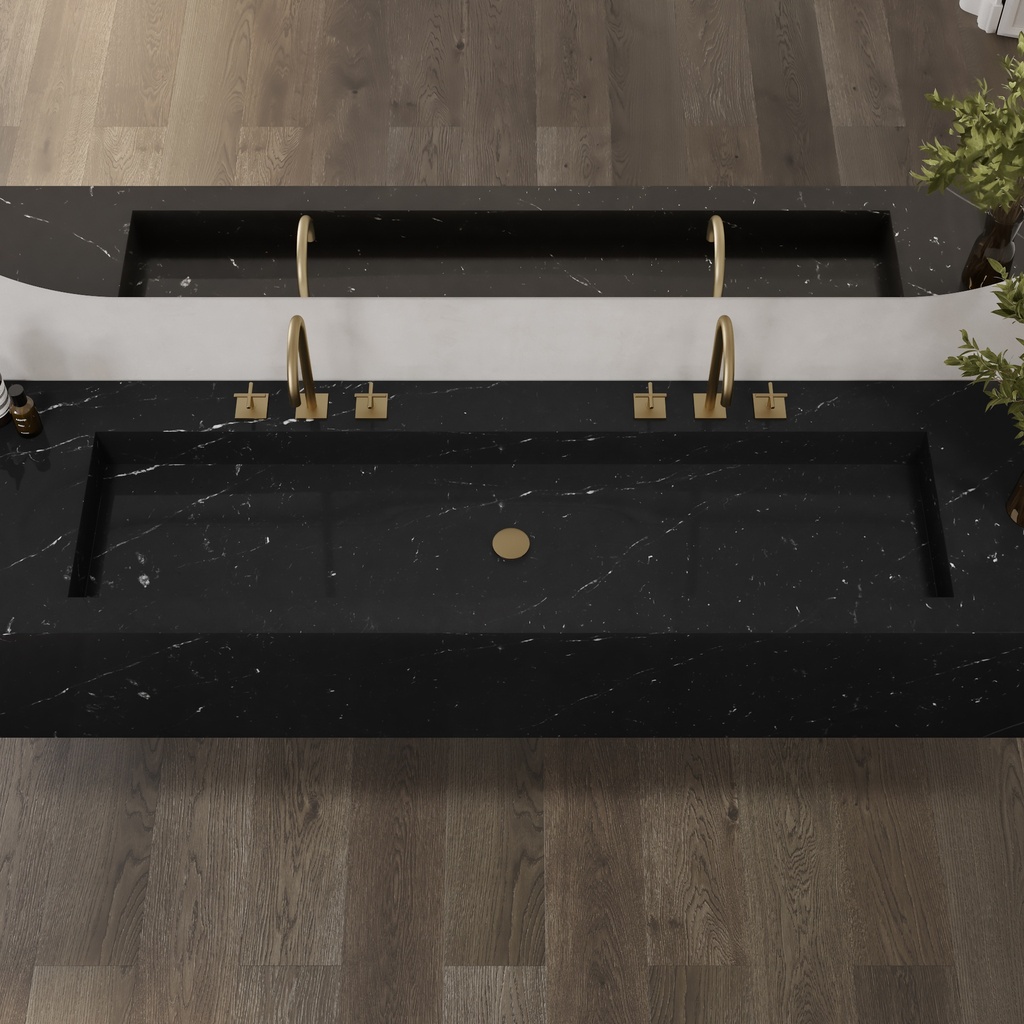 Andromeda Plus Deep Marble Wall-Hung Washbasin Marquina Marble Top View