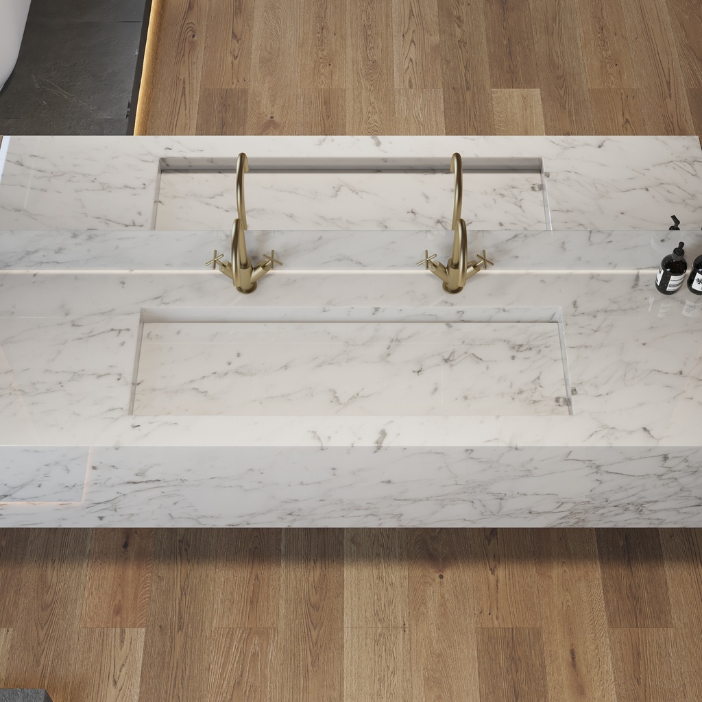 Gliese Plus Deep Marble Wall-Hung Washbasin Carrara Marble Top View