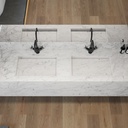 Gliese Deep Marble Double Wall-Hung Washbasin Carrara Marble Top View