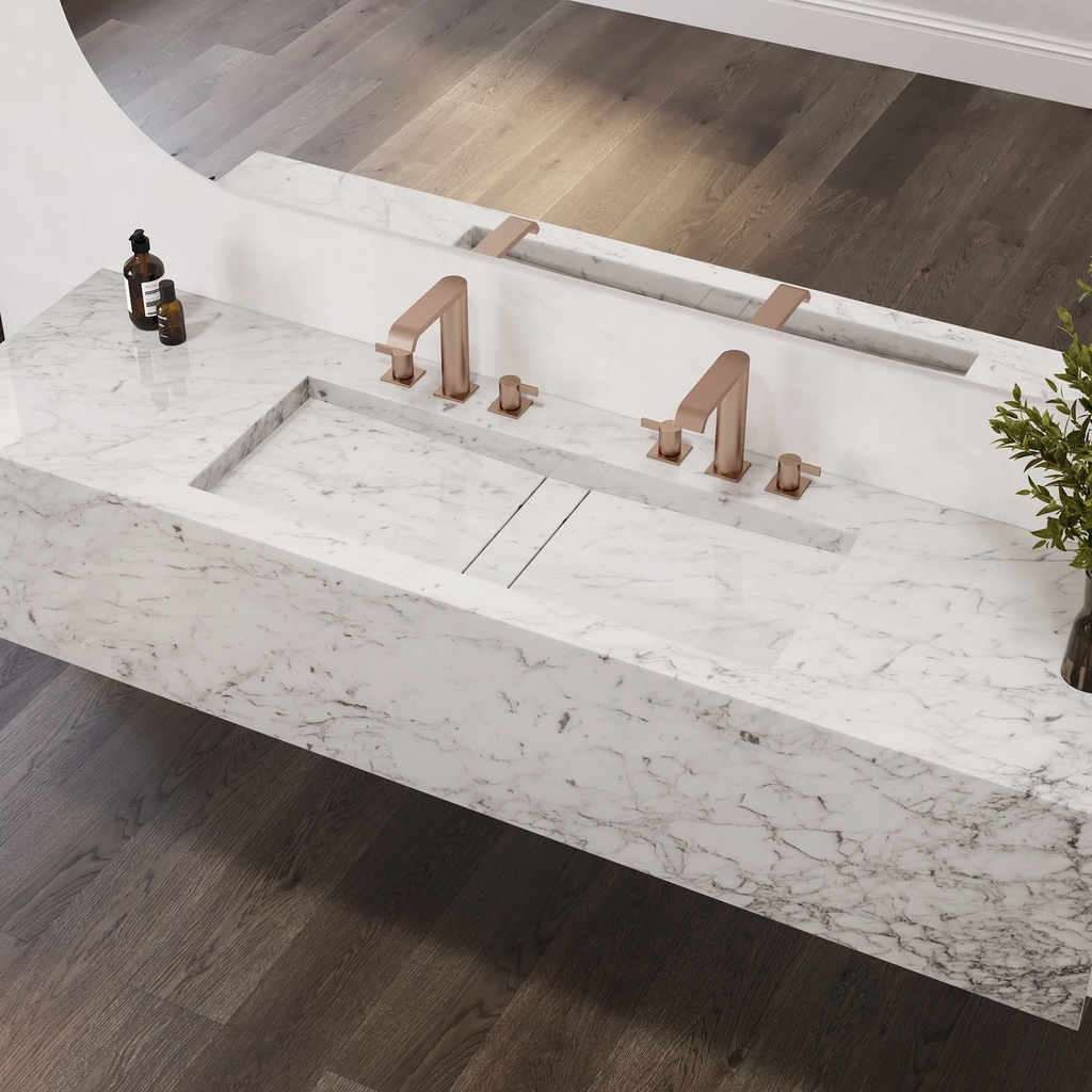 Hatysa Plus Deep Marble Wall-Hung Washbasin Carrara Marble Side View