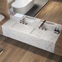 Hatysa Deep Marble Double Wall-Hung Washbasin Carrara Marble Side View