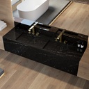 Hatysa Deep Marble Double Wall-Hung Washbasin Marquina Marble Side View