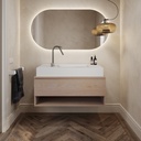 Perseus Corian Single CounterTop View Washbasin Glacier White Front View