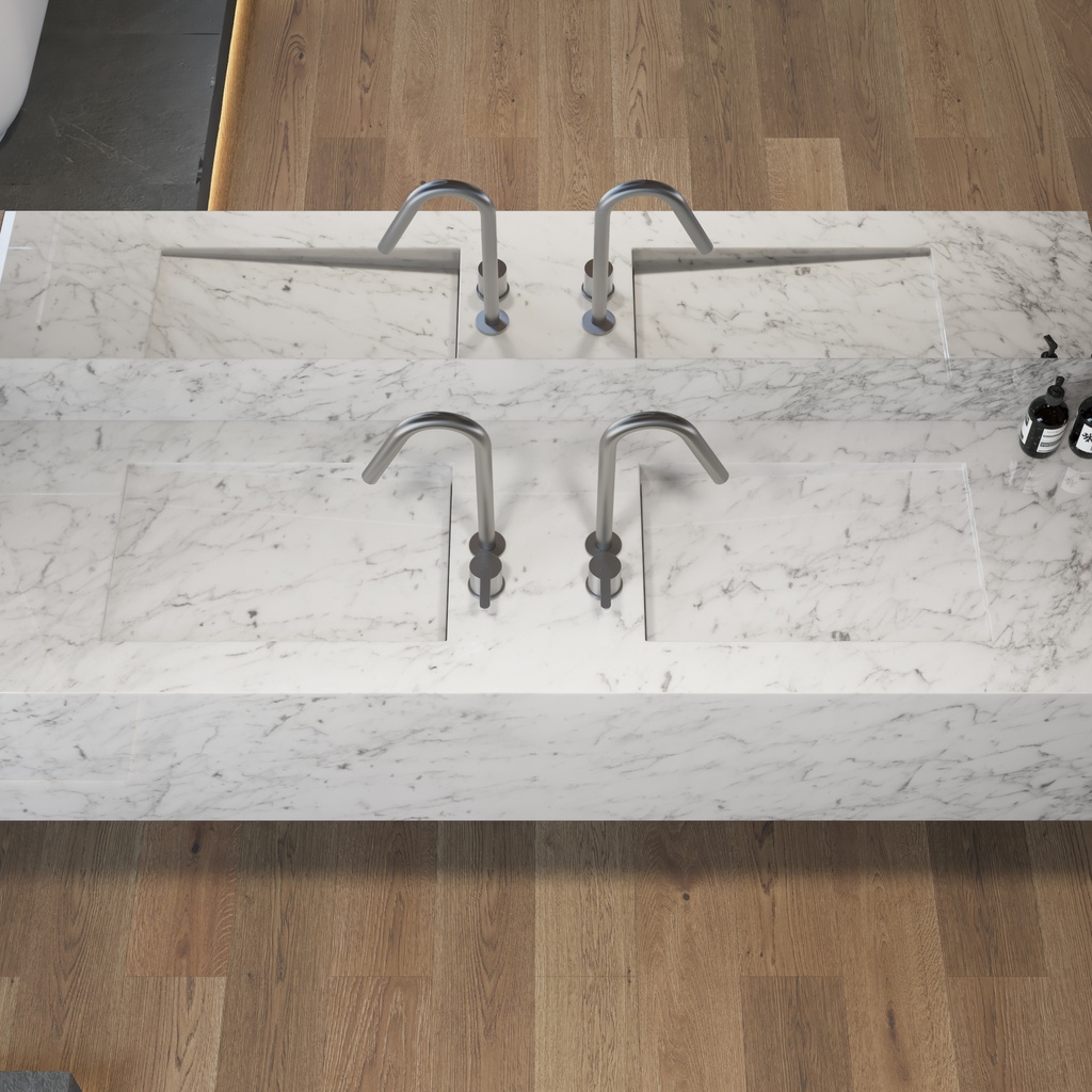 Perseus Deep Marble Double Wall-Hung Washbasin Carrara Marble Top View