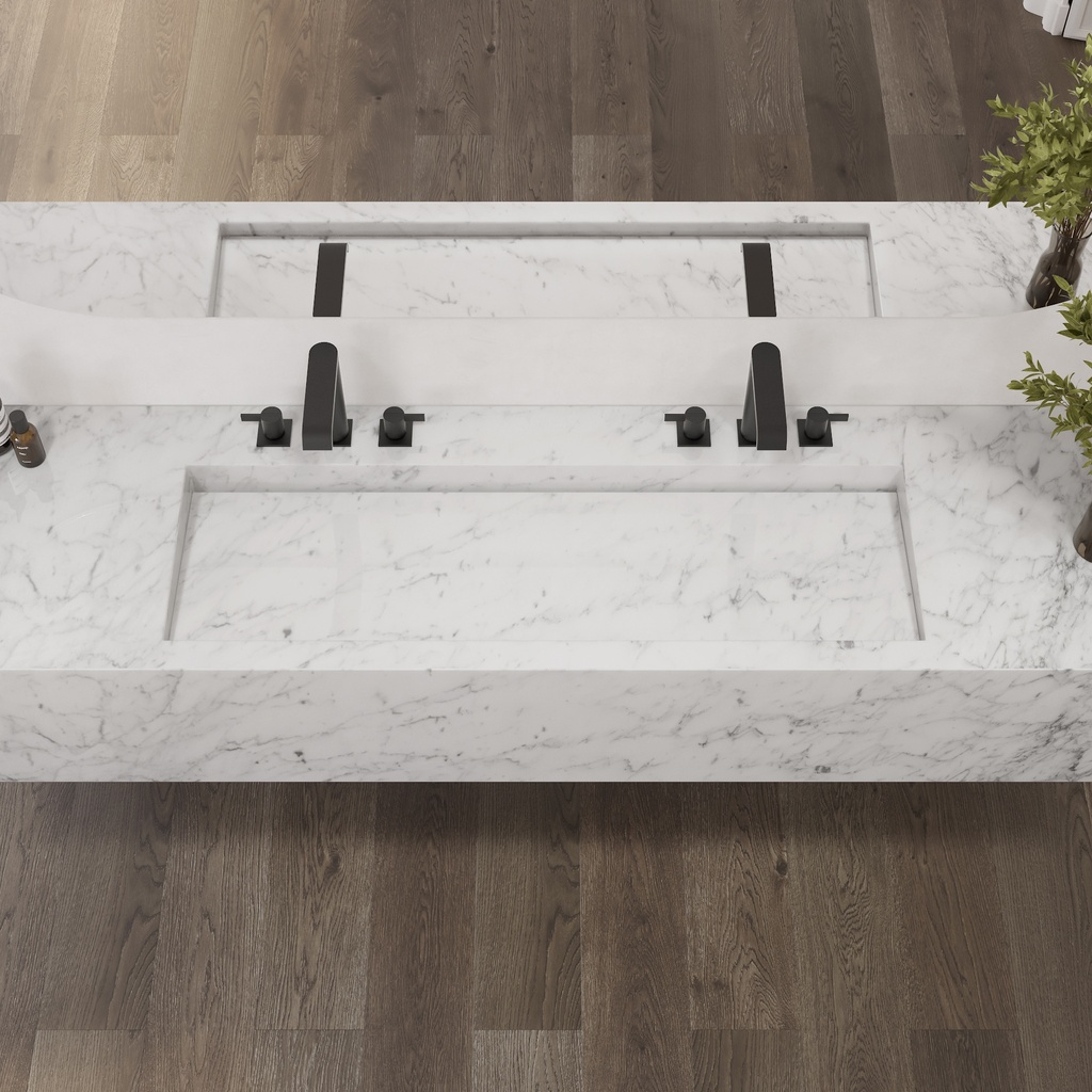 Sagitta Plus Deep Marble Wall-Hung Washbasin Carrara Marble Top View