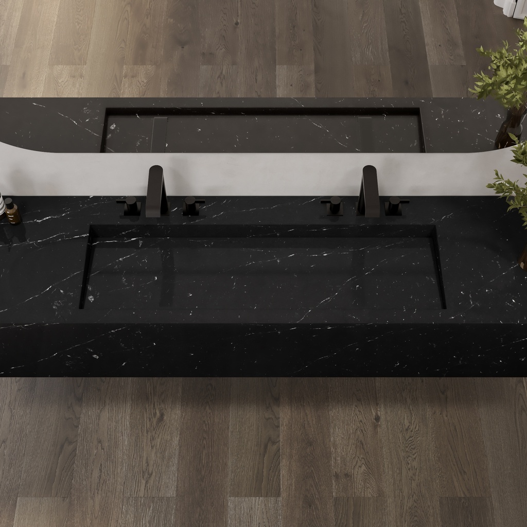 Sagitta Plus Deep Marble Wall-Hung Washbasin Marquina Marble Top View