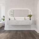 Sagitta Deep Marble Double Wall-Hung Washbasin Carrara Marble Front View