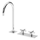 Hera Deck Mounted, 2 Hole Basin Mixer Tap with Deck Plate - Bruma