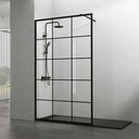 Grid Fixed Shower Screen with Support Bar