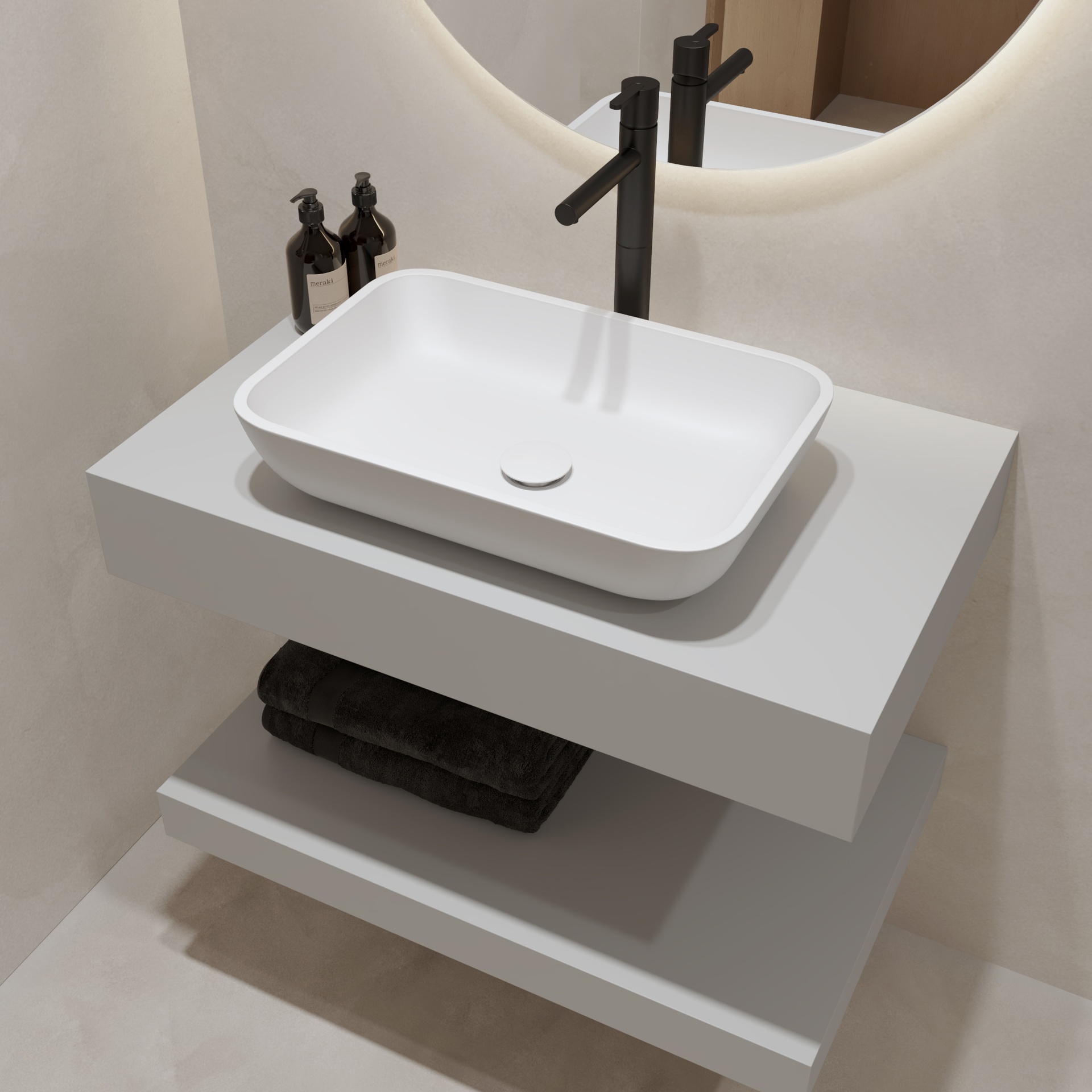 Hylas Classic Schwebendes Regal für Waschbecken