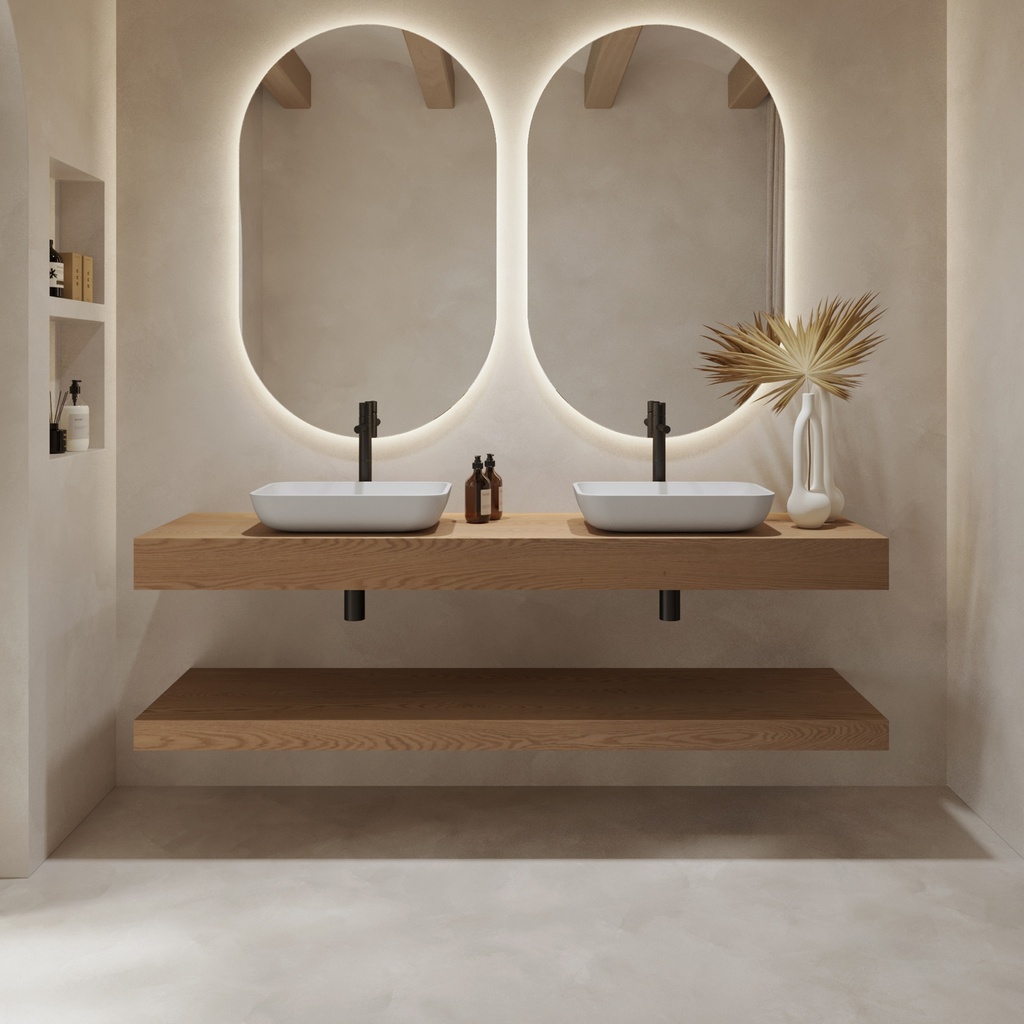 Hylas Wood Schwebendes Regal für Waschbecken
