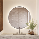 Vega Round Backlit Mirror with Black Frame